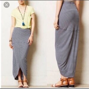 Bordeaux Striped Maxi Skirt in Navy and White